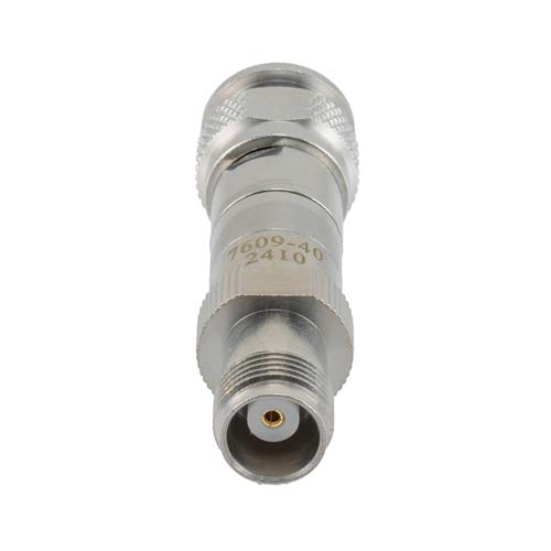 40 dB RF Fixed Attenuator TNC Male (Plug) to TNC Female (Jack), DC to 3 GHz Rated to 2 Watt, Brass Body, 1.25:1 VSWR Fairview Microwave FMAT7609-40