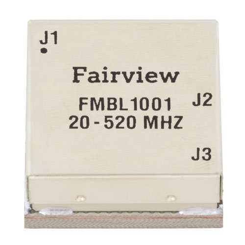 20 MHz to 520 MHz Balun at 50 Ohm to 25 Ohm Rated to 100 Watts in a SMT (Surface Mount) Package Fairview Microwave FMBL1001