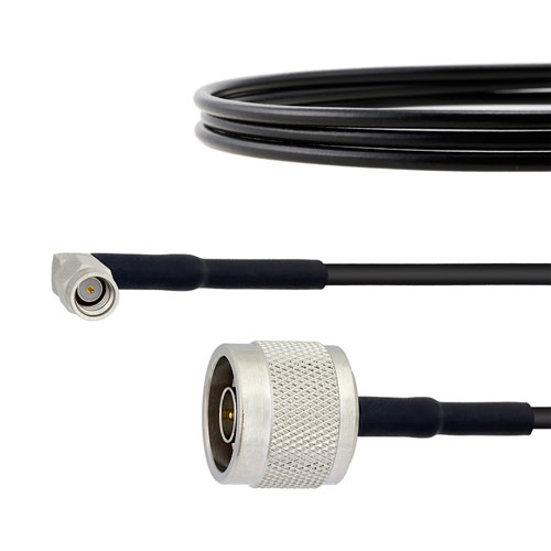 Low Loss RA SSMA Male to N Male Cable RG174 Coax in 12 Inch Fairview Microwave FMC00268-12