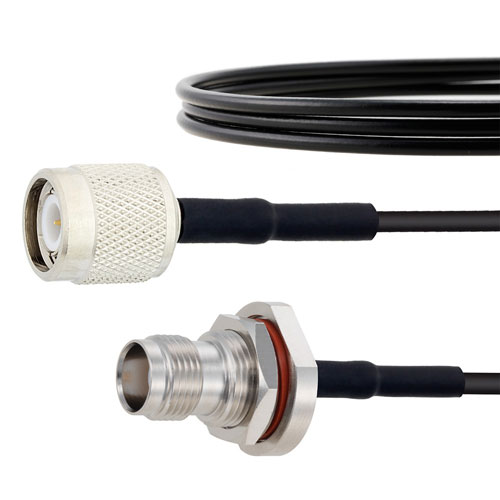 Low Loss TNC Male to TNC Female Bulkhead Cable RG174 Coax in 50 CM Fairview Microwave FMC00346-50CM