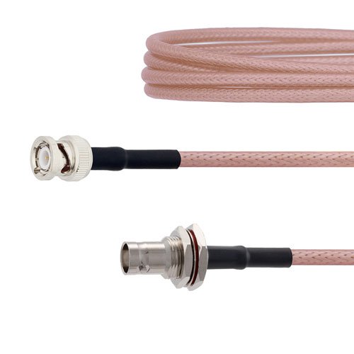 Low Loss BNC Male to BNC Female Bulkhead Cable RG-142 Coax in 100 CM Fairview Microwave FMC00352-100CM