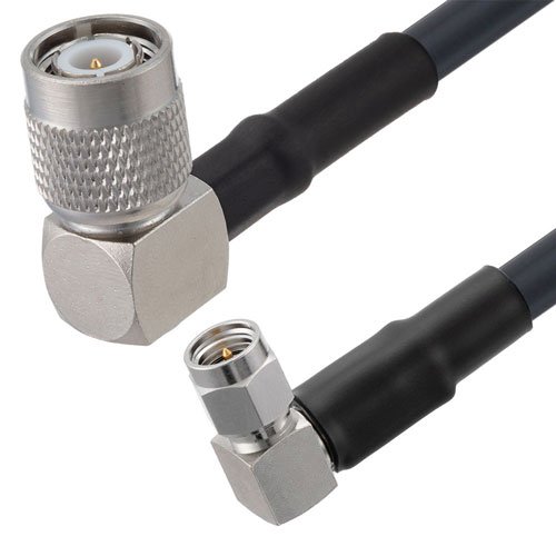 Low Loss RA SMA Male to RA TNC Male Cable 24 Inch Length LMR-240 Coax Fairview Microwave FMC00511-24