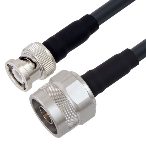 Low Loss N Male to BNC Male Cable LMR-240 Coax in 36 Inch with Times Microwave Components Fairview Microwave FMC00932-36