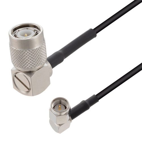 Low Loss RA SMA Male to RA TNC Male Cable LMR-100 Coax in 100 cm Fairview Microwave FMC01007-100CM