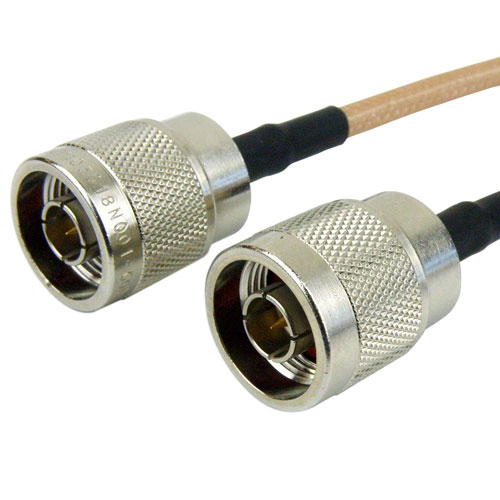 N Male (Plug) to N Male (Plug) Cable RG-142 Coax Up To 6 GHz, 1.35 VSWR in 24 Inch Fairview Microwave FMC0101142-24