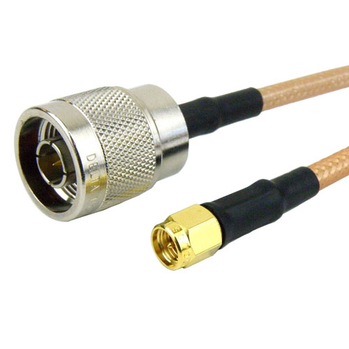 N Male to SMA Male Cable RG-142 Coax in 12 Inch Fairview Microwave FMC0102143-12