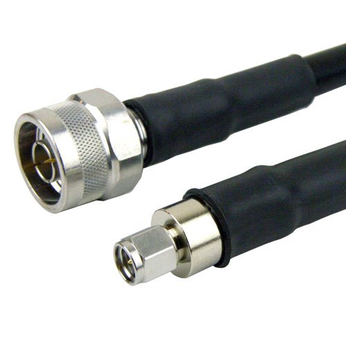 N Male to SMA Male Cable LMR-400 Coax in 12 Inch with Times Microwave Connectors Fairview Microwave FMC0102400-12