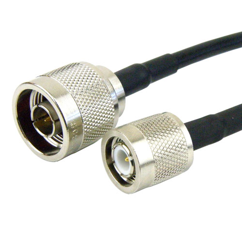 N Male to TNC Male Cable RG-58 Coax in 12 Inch Fairview Microwave FMC0103058-12