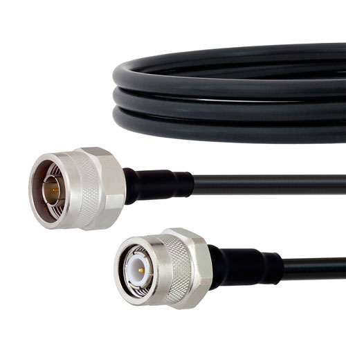 N Male to TNC Male Cable LMR-200 Coax in 12 Inch with Times Microwave Connectors Fairview Microwave FMC0103200-12