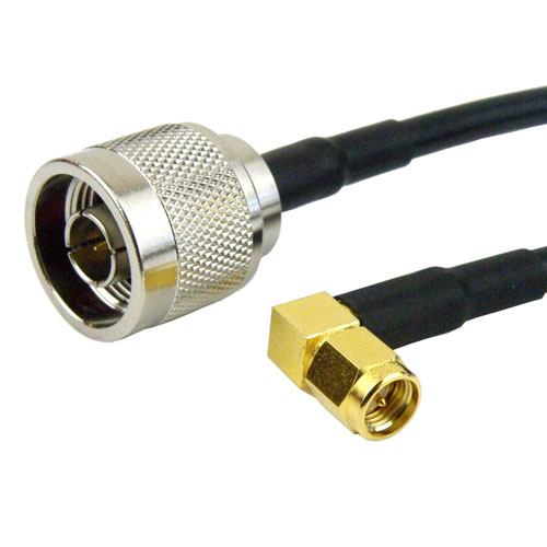 N Male to RA SMA Male Cable RG-58 Coax in 24 Inch Fairview Microwave FMC0104058-24