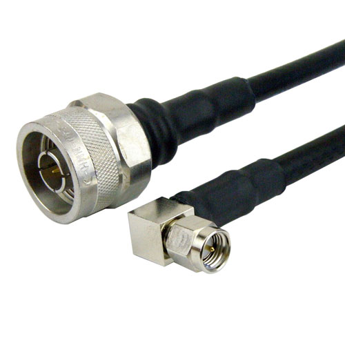 N Male to RA SMA Male Cable LMR-240 Coax in 24 Inch with Times Microwave Connectors Fairview Microwave FMC0104240-24