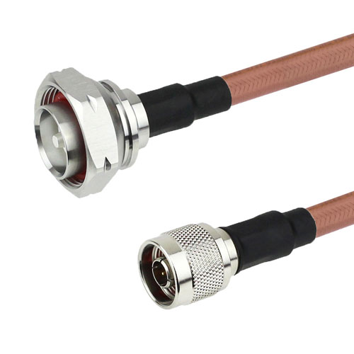 N Male to 7/16 DIN Male Cable RG-393 Coax in 12 Inch Fairview Microwave FMC0115393-12