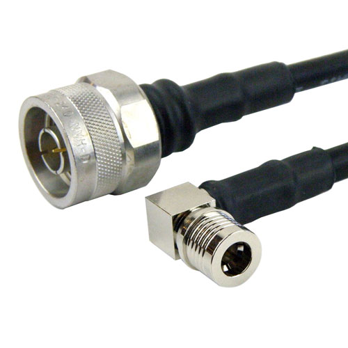 N Male to RA QMA Male Cable LMR-240 Coax in 24 Inch with Times Microwave Connectors Fairview Microwave FMC0123240-24