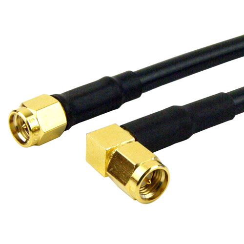 SMA Male to RA SMA Male Cable RG-58 Coax in 60 Inch Fairview Microwave FMC0204058-60