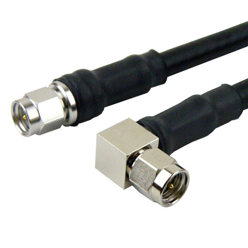 SMA Male to RA SMA Male Cable LMR-240 Coax in 12 Inch with Times Microwave Connectors Fairview Microwave FMC0204240-12