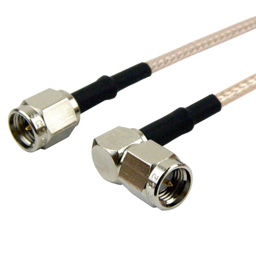 SMA Male (Plug) to RA SMA Male (Plug) Cable RG-316 Coax Up To 3 GHz, 1.35 VSWR in 72 Inch Fairview Microwave FMC0204315-72