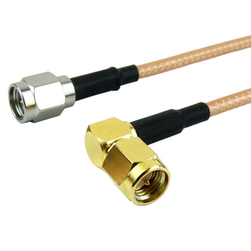 SMA Male to RA SMA Male Cable RG316-DS Coax in 60 Inch Fairview Microwave FMC0204317-60