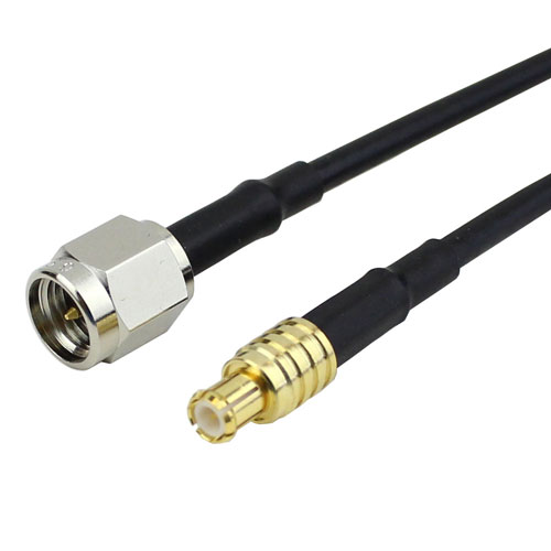 SMA Male to MCX Plug Cable RG174 Coax in 12 Inch with LF Solder Fairview Microwave FMC0207174LF-12