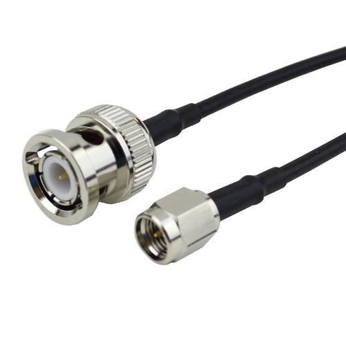 SMA Male to BNC Male Cable RG174 Coax in 6 Inch with LF Solder Fairview Microwave FMC0208174LF-06