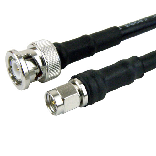 SMA Male to BNC Male Cable LMR-240 Coax in 12 Inch with Times Microwave Connectors Fairview Microwave FMC0208240-12