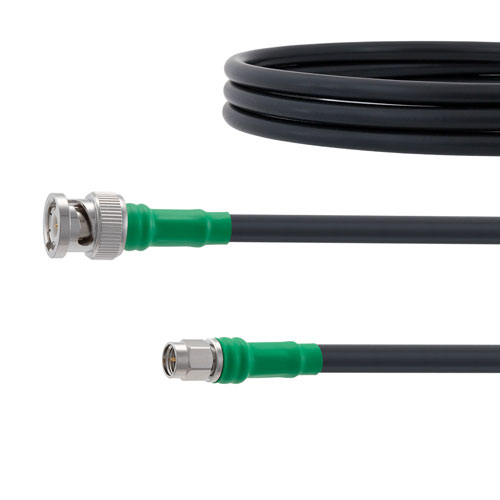 Low Loss SMA Male to BNC Male Cable LMR-240 Coax with Times Microwave Connectors with LF Solder Fairview Microwave FMC0208240LF