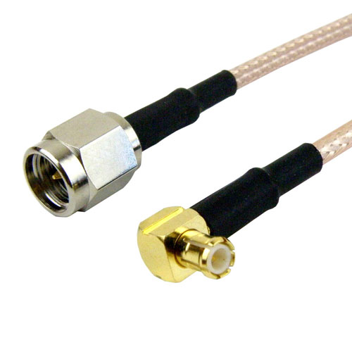 SMA Male (Plug) to RA MCX Plug (Male) Cable RG-316 Coax Up To 3 GHz, 1.35 VSWR in 120 Inch Fairview Microwave FMC0217315-120