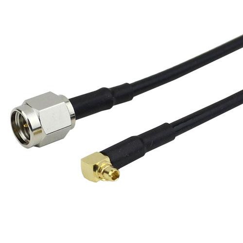 SMA Male to RA MMCX Plug Cable RG174 Coax in 24 Inch with LF Solder Fairview Microwave FMC0219174LF-24