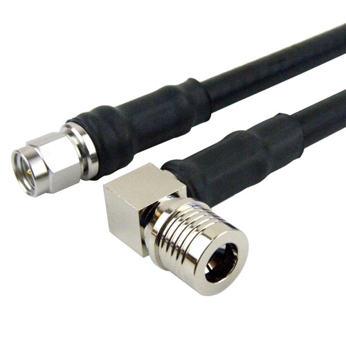 SMA Male to RA QMA Male Cable LMR-240 Coax in 36 Inch with Times Microwave Connectors Fairview Microwave FMC0223240-36