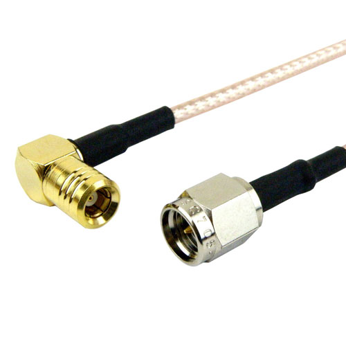 SMA Male (Plug) to RA SMB Plug (Male) Cable M17/113-RG316 Coax Up To 3 GHz, 1.35 VSWR in 12 Inch Fairview Microwave FMC0226316-12