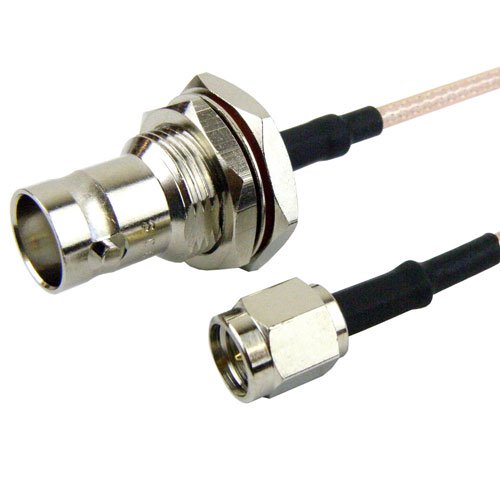 SMA Male (Plug) to BNC Female (Jack) Bulkhead Cable RG-316 Coax Up To 3 GHz in 24 Inch Fairview Microwave FMC0238315-24