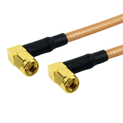 RA SMA Male to RA SMA Male Cable RG-142 Coax in 6 Inch Fairview Microwave FMC0404143-06