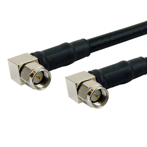 RA SMA Male to RA SMA Male Cable LMR-240 Coax in 24 Inch with Times Microwave Connectors Fairview Microwave FMC0404240-24