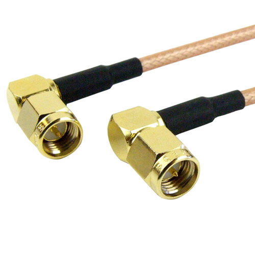 RA SMA Male to RA SMA Male Cable RG316-DS Coax in 6 Inch Fairview Microwave FMC0404317-06