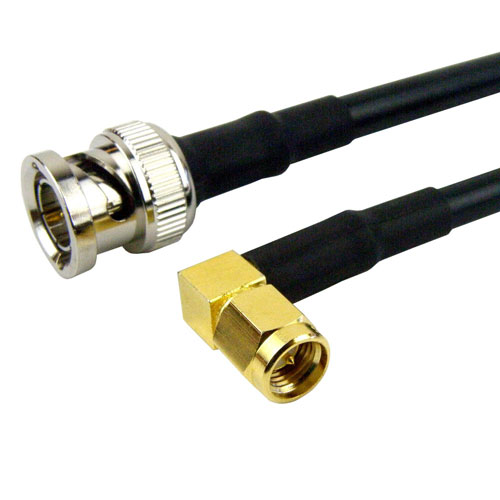 RA SMA Male to BNC Male Cable RG58C/U Coax in 120 Inch Fairview Microwave FMC0408058-120