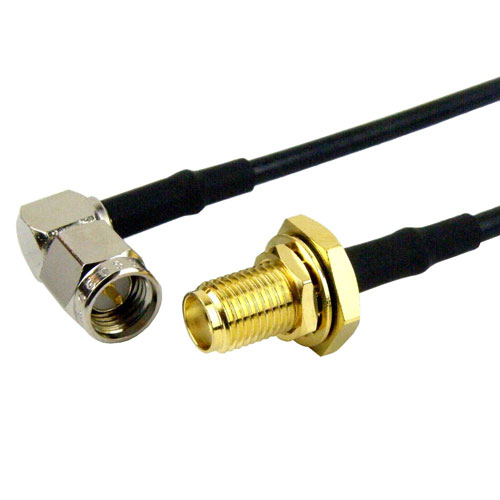 RA SMA Male to SMA Female Bulkhead Cable RG-174 Coax in 120 Inch Fairview Microwave FMC0412174-120