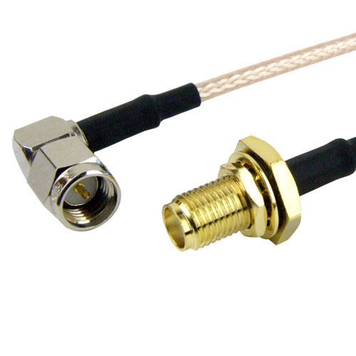 RA SMA Male to SMA Female Bulkhead Cable RG316 Coax in 12 Inch Fairview Microwave FMC0412316-12