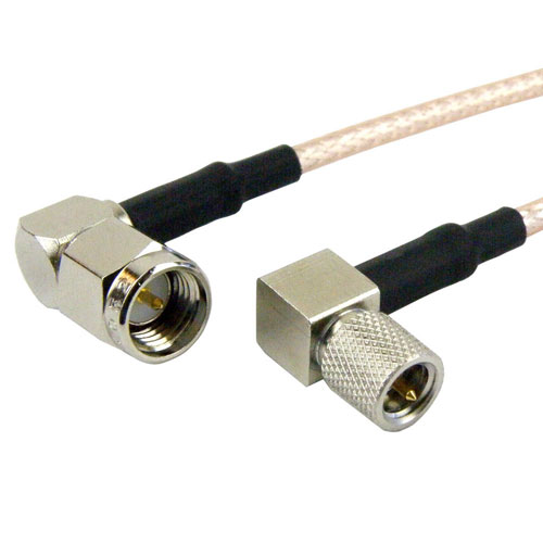 RA SMA Male to RA 10-32 Male Cable RG316 Coax in 12 Inch Fairview Microwave FMC0414316-12