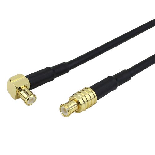 MCX Plug to RA MCX Plug Cable RG-174 Coax in 12 Inch Fairview Microwave FMC0717174-12