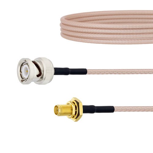 BNC Male to SMA Female Bulkhead Cable RG316 Coax in 12 Inch Fairview Microwave FMC0812316-12