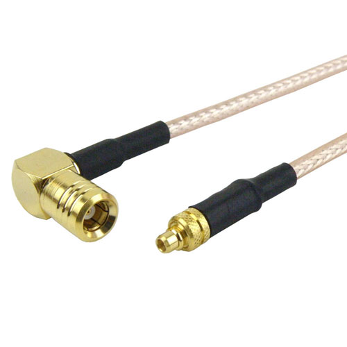 MMCX Plug to RA SMB Plug Cable RG316 Coax in 60 Inch Fairview Microwave FMC0926316-60