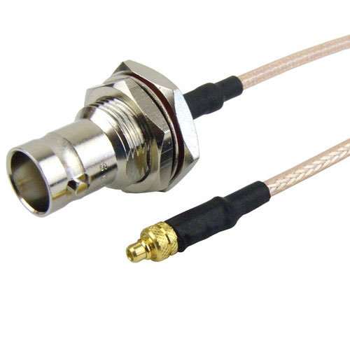 MMCX Plug to BNC Female Bulkhead Cable RG-316 Coax in 48 Inch Fairview Microwave FMC0938315LF-48