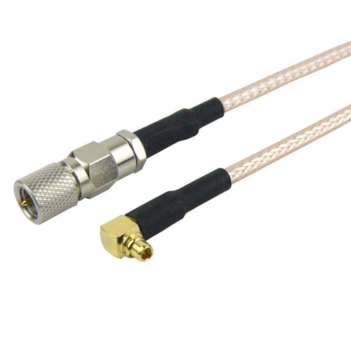 10-32 Male to RA MMCX Plug Cable RG316 Coax Fairview Microwave FMC1019316