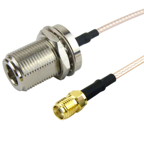 N Female (Jack) Bulkhead to SMA Female (Jack) Cable M17/113-RG316 Coax Up To 3 GHz Fairview Microwave FMC1113316