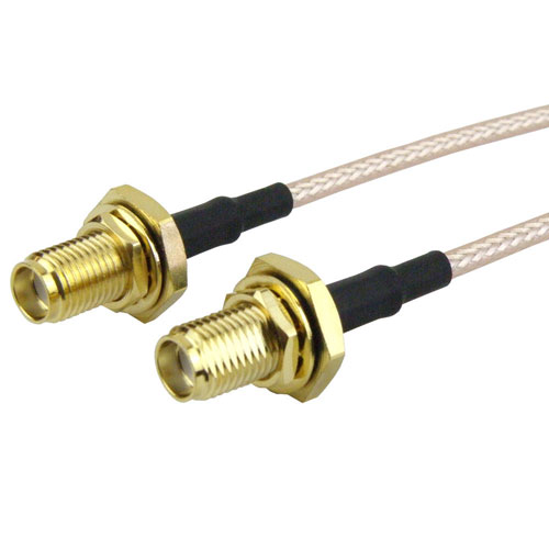 SMA Female Bulkhead to SMA Female Bulkhead Cable RG-316 Coax in 6 Inch Fairview Microwave FMC1212315-06