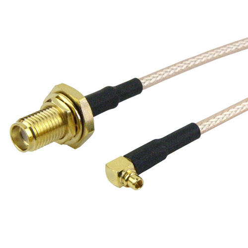 SMA Female Bulkhead to RA MMCX Plug Cable RG-316 Coax in 36 Inch Fairview Microwave FMC1219315-36