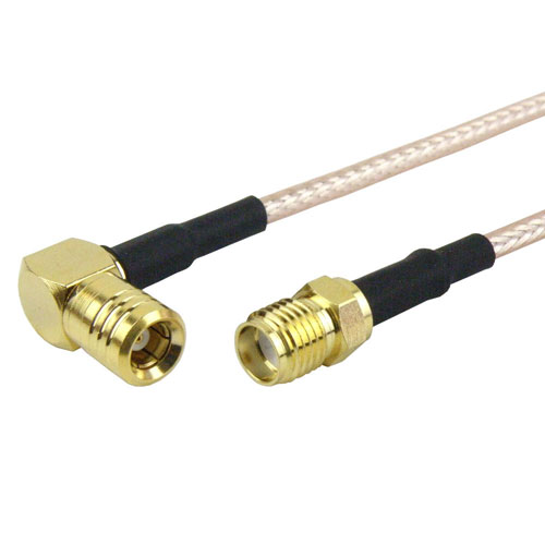 SMA Female to RA SMB Plug Cable RG316 Coax in 12 Inch Fairview Microwave FMC1326316-12