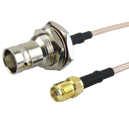 SMA Female (Jack) to BNC Female (Jack) Bulkhead Cable RG316 Coax Up To 3 GHz in 24 Inch Fairview Microwave FMC1338315-24