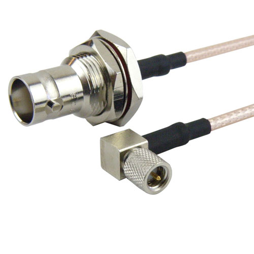 RA 10-32 Male (Plug) to BNC Female (Jack) Bulkhead Cable RG316 Coax Up To 2 GHz in 24 Inch Fairview Microwave FMC1438315-24