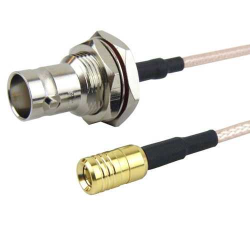 SMB Plug to BNC Female Bulkhead Cable RG-316 Coax in 36 Inch Fairview Microwave FMC1638315-36