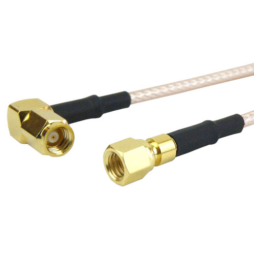 SMC Plug (Male) to RA SMC Plug (Male) Cable RG316 Coax Up To 3 GHz in 12 Inch Fairview Microwave FMC1828315-12